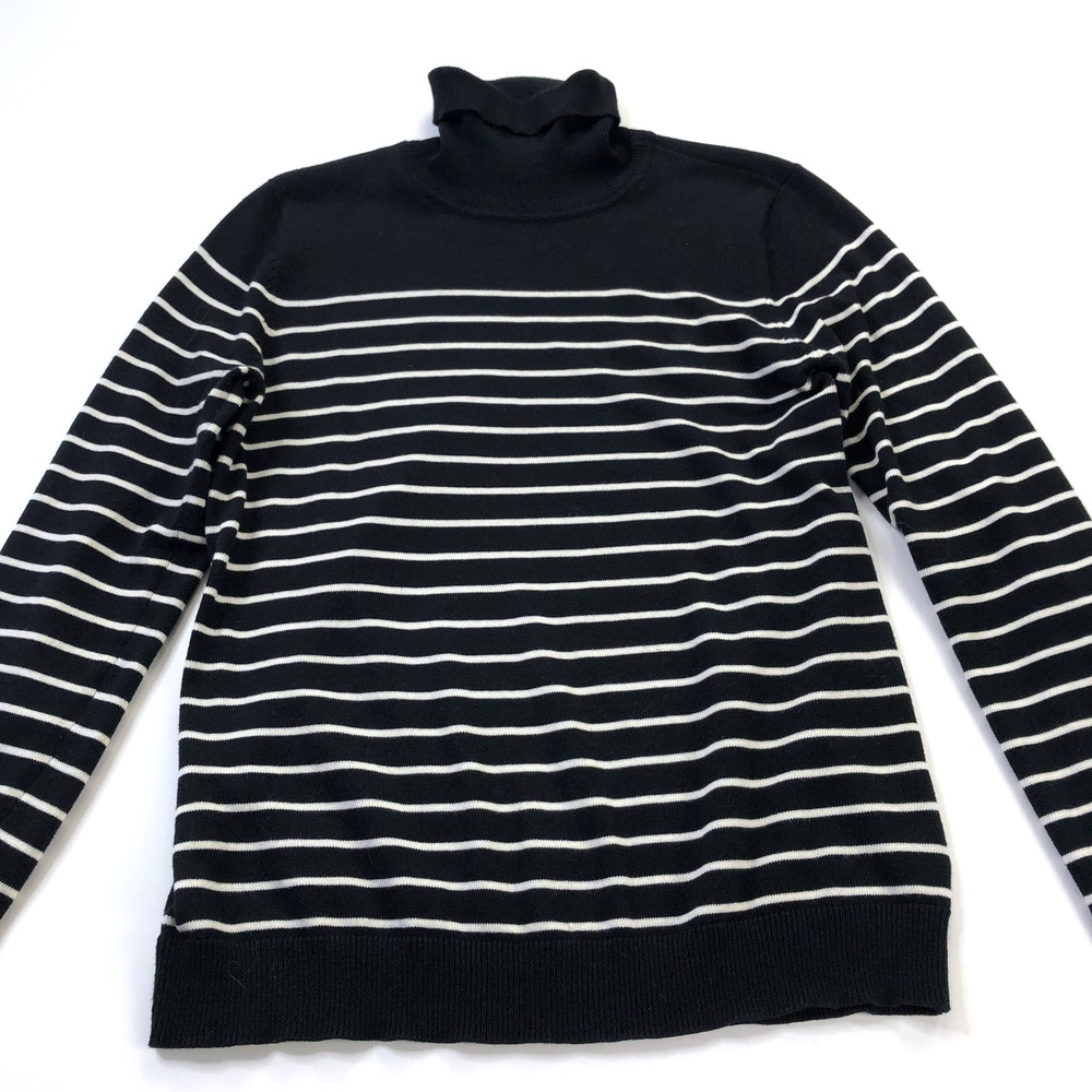 Lauren Ralph Lauren Petite Large PL Turtleneck Pullover Sweater Black White